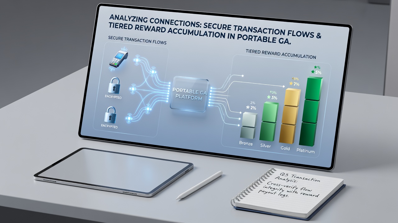 Detailed view of tiered reward dashboard on a portable gaming device with transaction logs and progress metrics highlighted