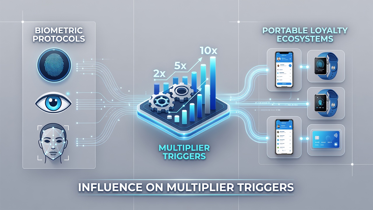 Mobile device displaying loyalty multiplier confirmation after biometric scan