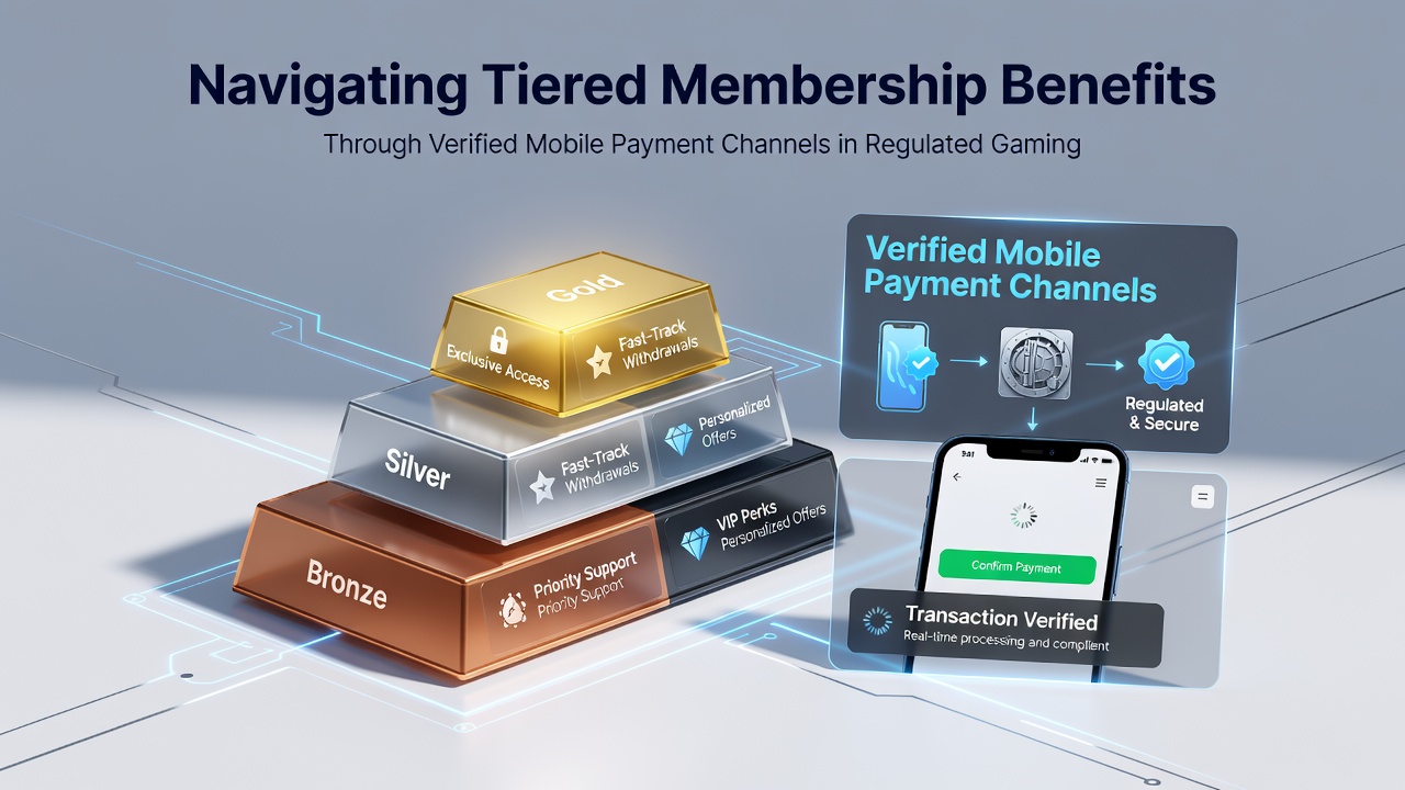 Secure mobile payment screen within a regulated gaming app displaying tier progress and verified transaction history