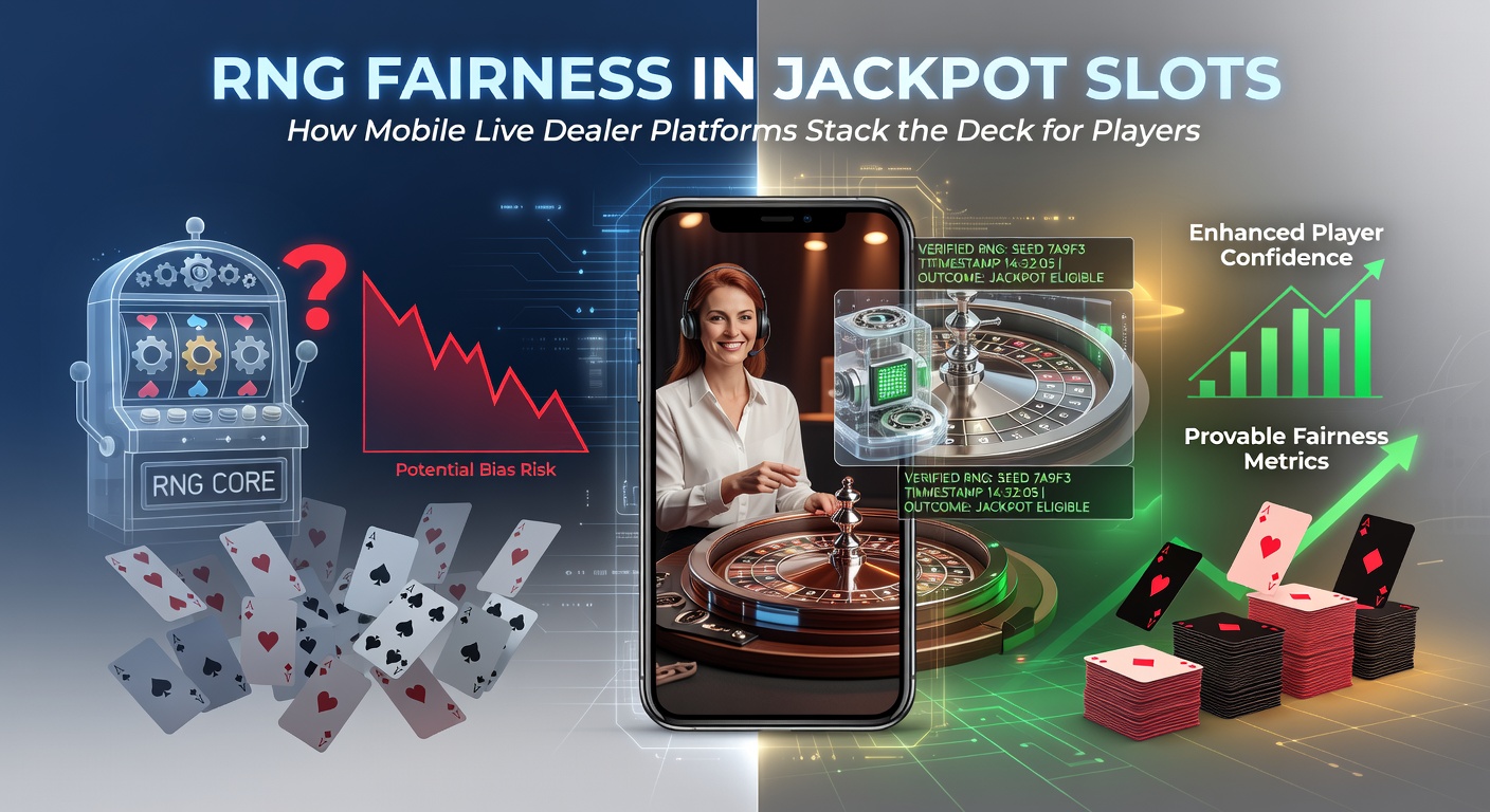 Digital visualization of RNG algorithms powering vibrant jackpot slot reels on a mobile screen, highlighting fairness certifications and live dealer integration